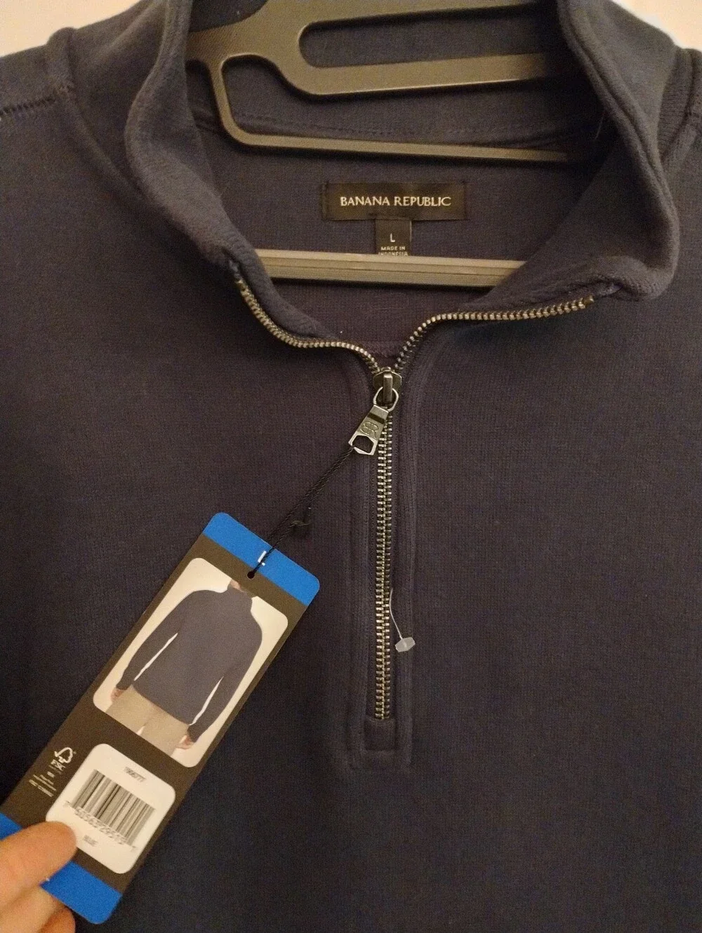 Banana Republic Men’s Dark Navy Zip-Up Pullover